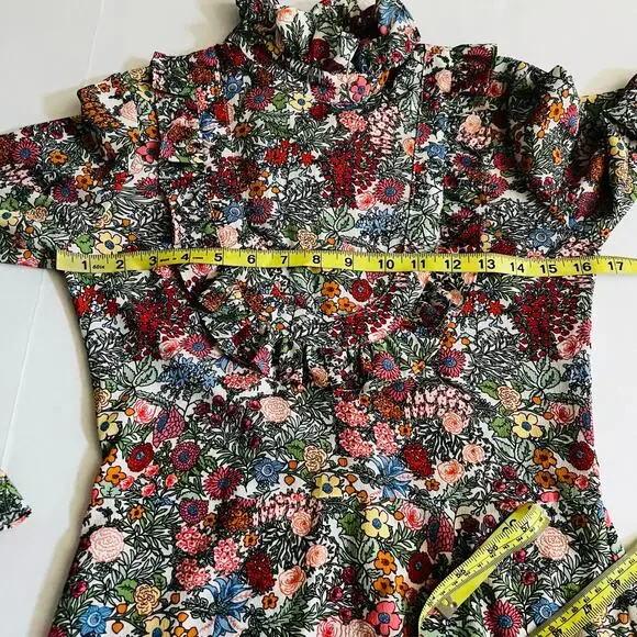 Topshop Floral Long Sleeve Dress Size 2 Multicolor - Picture 5 of 7